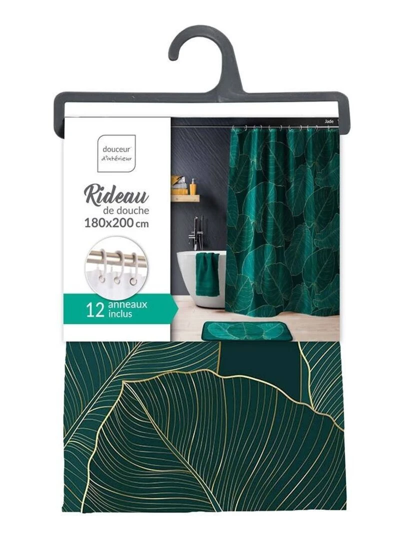 Rideau de douche polyester 180x200 Jade   Vert