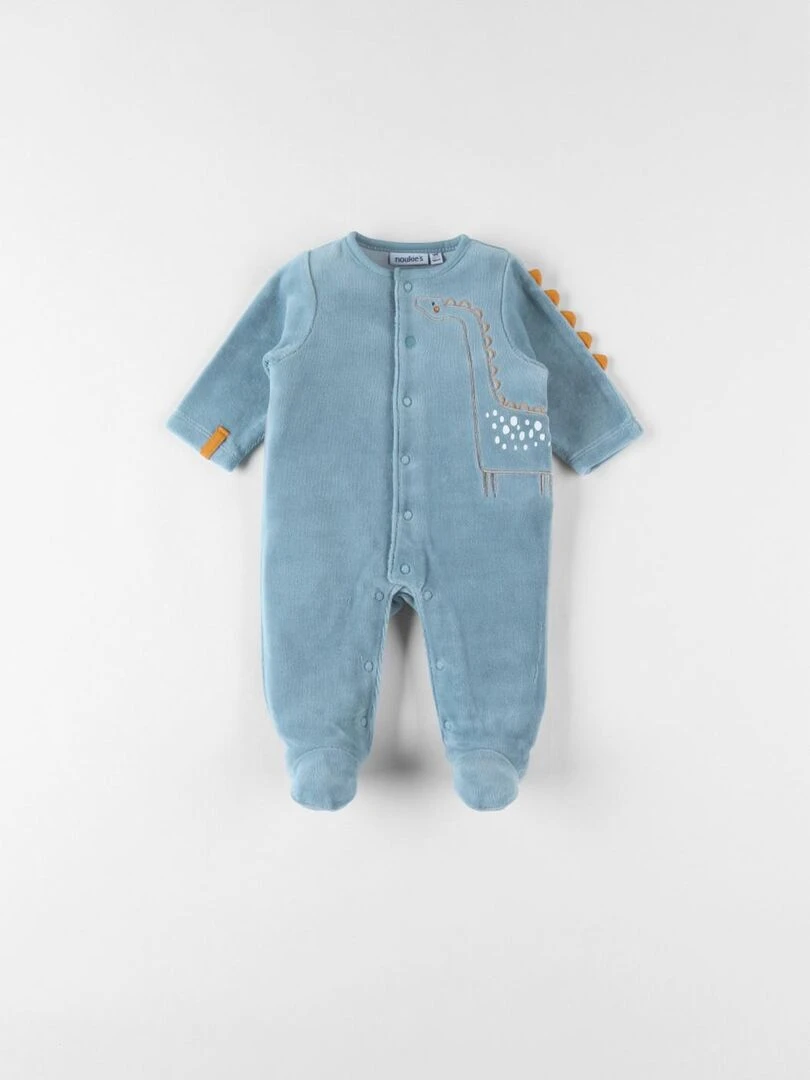 Pyjama 1 pièce dino en velours moyen Noukie's Bleu