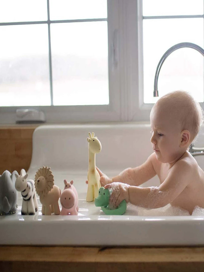 Grand Hochet En Caoutchouc Naturel Flamant Rose Et Sa Jolie Boîte   N/A