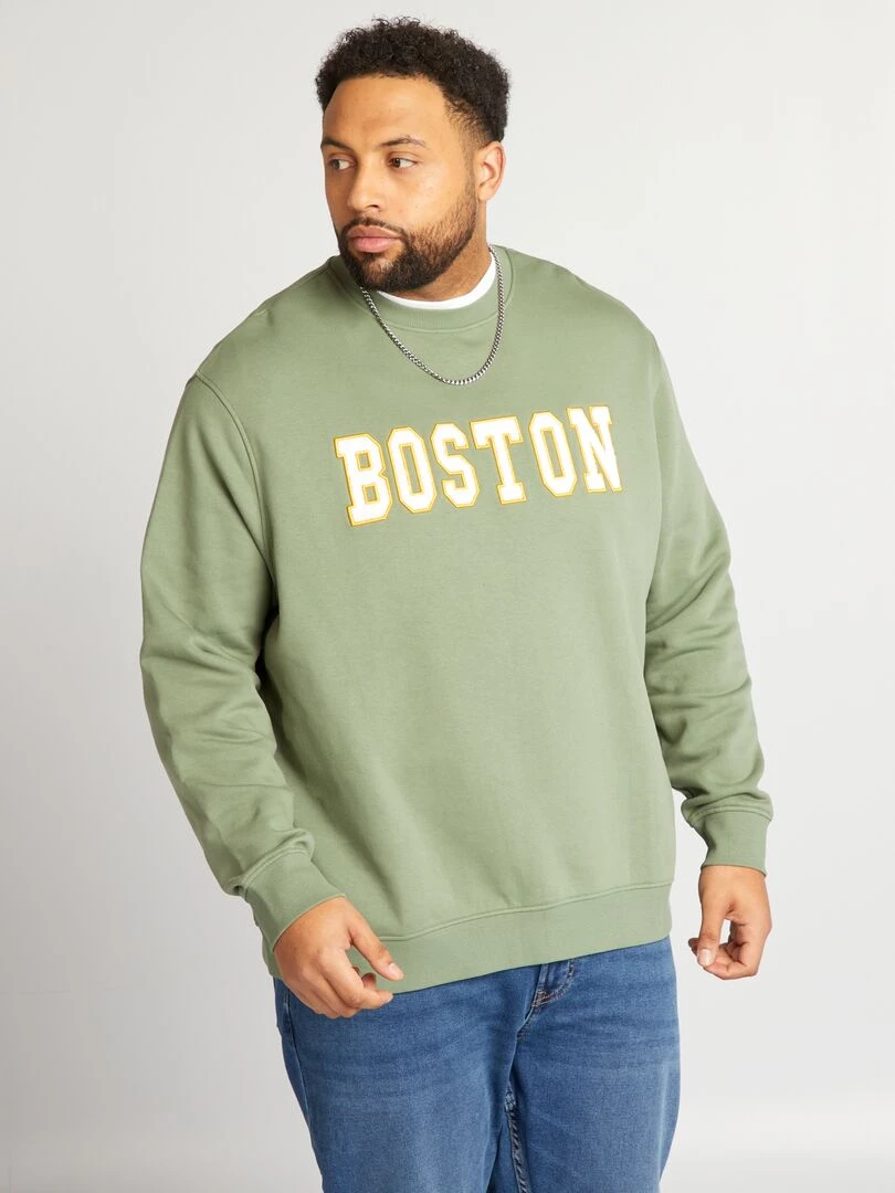 Sweat molletonné style américain Vert