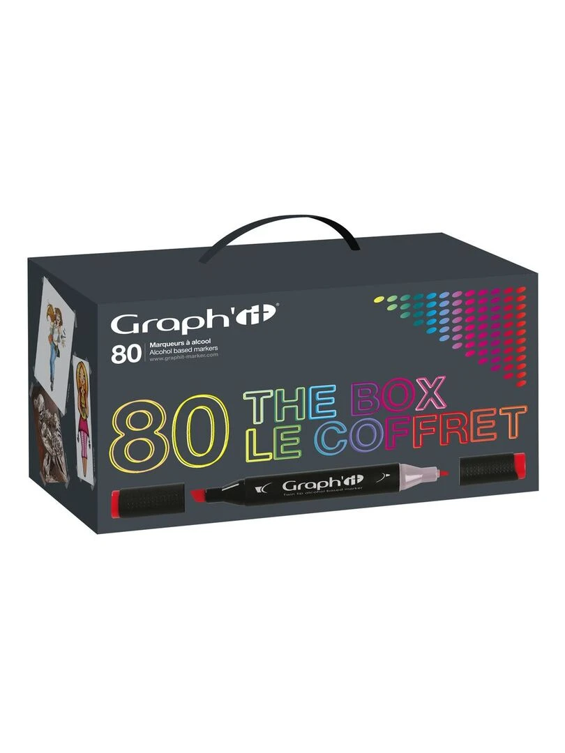 Coffret de 80 marqueurs à alcool rechargeables Graph'It   N/A