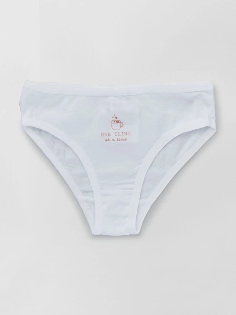 Lot de 7 culottes avec semainier   blanc