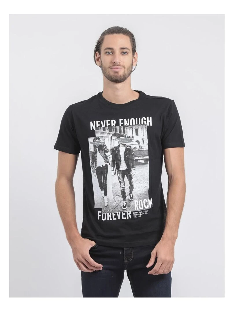 T shirt col rond pur coton JAMIJEL Noir