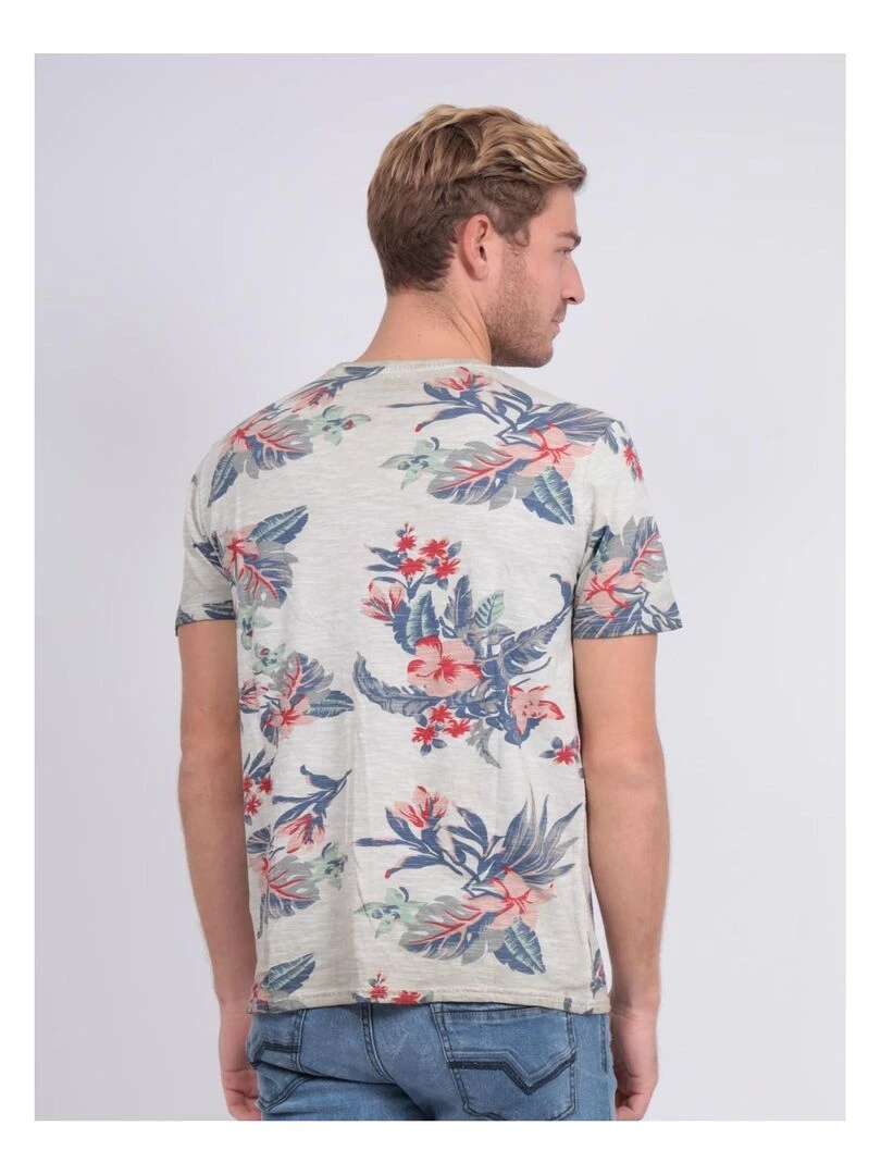 T shirt col rond pur coton NALKO   Beige