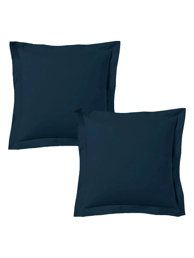 Blanc Avenue Lot De 2 Taies D'oreiller 63x63 Cm Satin De Coton Bleu foncé