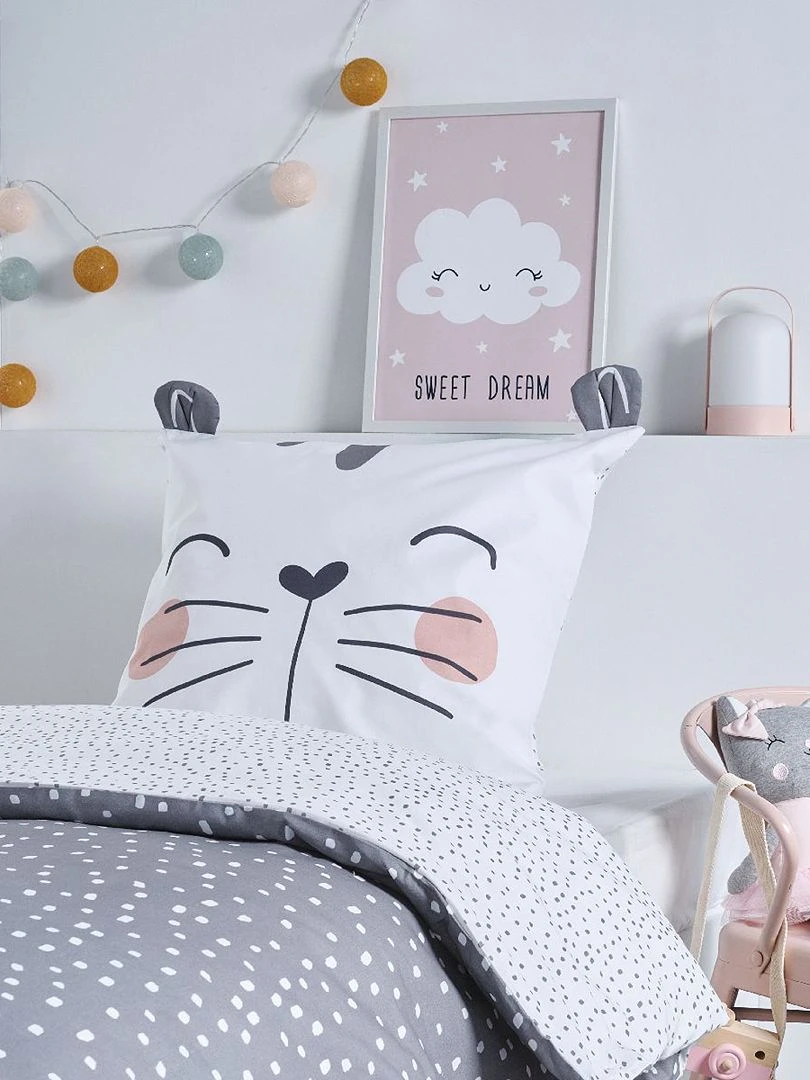 Parure de lit 'Chat' 1 personne Blanc