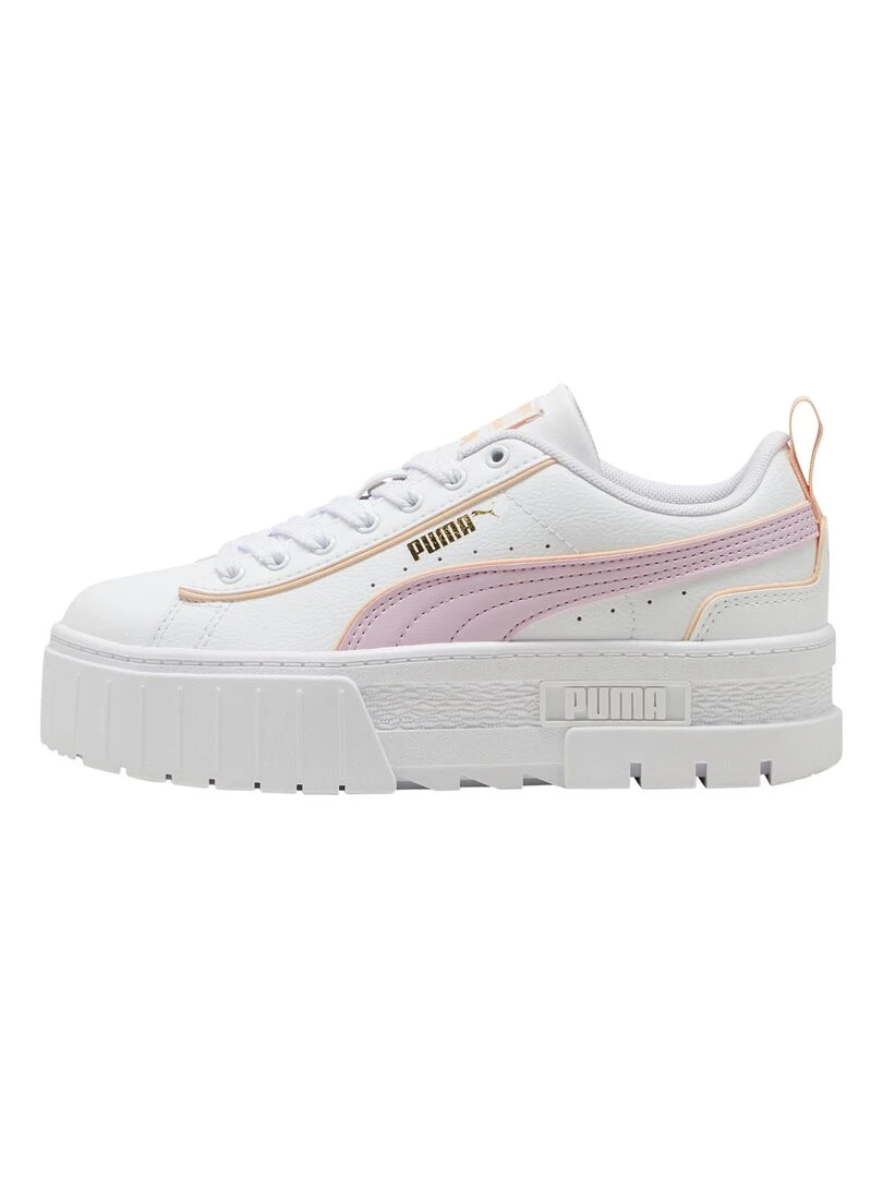 Basket à Lacets Enfant Puma Mayze Lth Piping Jr Blanc