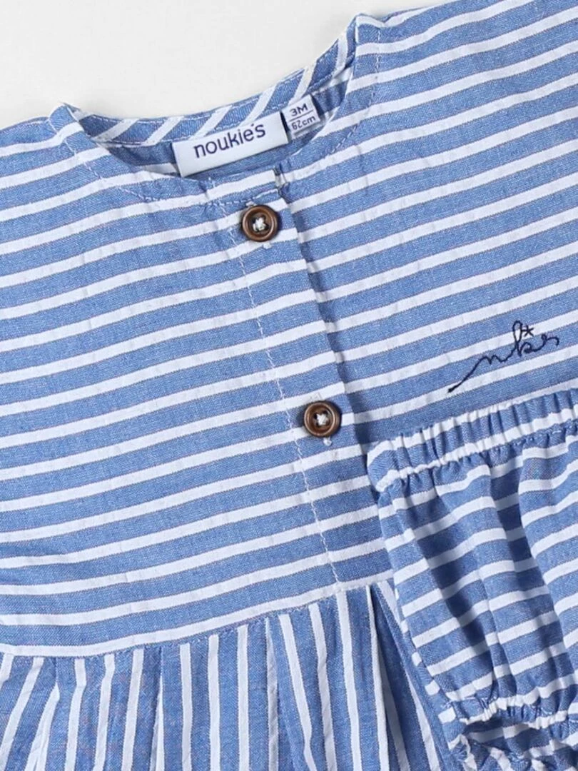 Set robe + bloomer rayé bleu/écru Noukie's Bleu