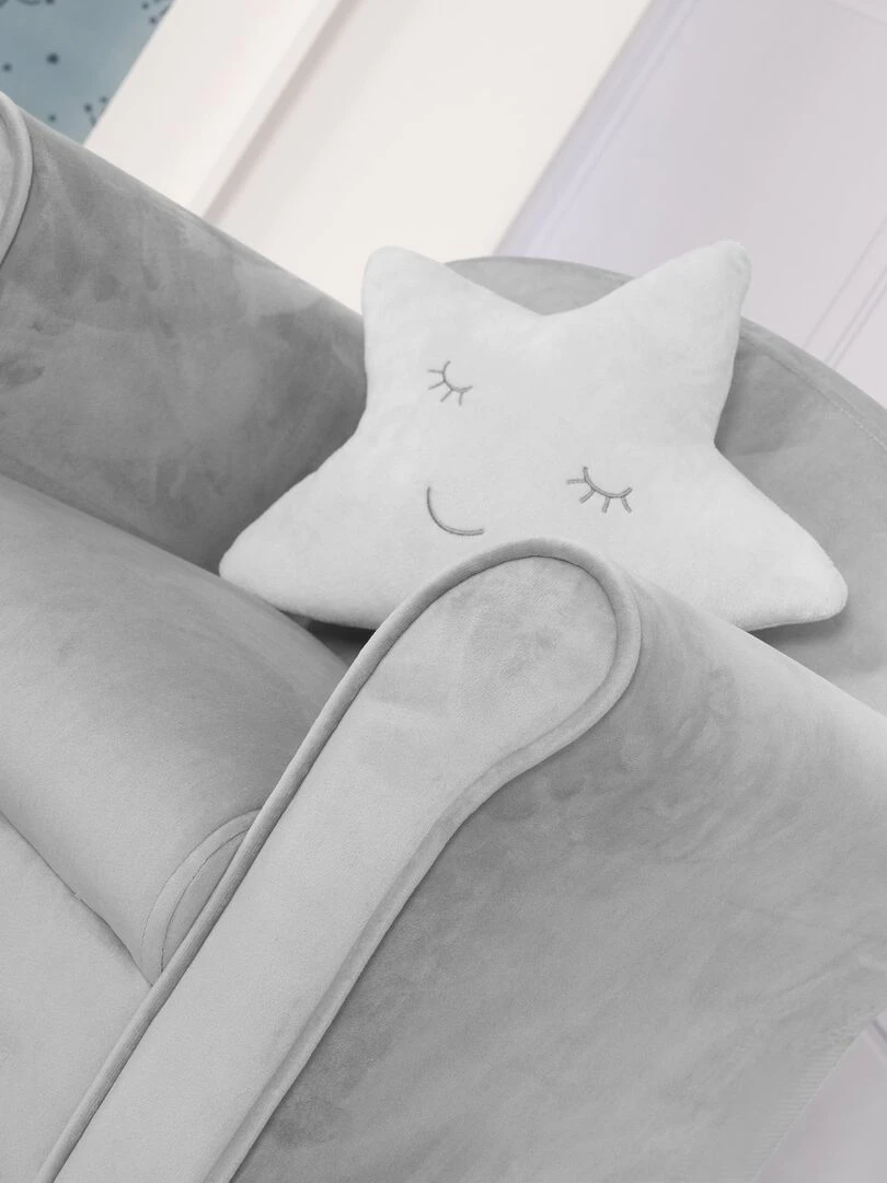 ROBA Fauteuil Club en Velours "Lil Sofa" Chaise Rembourrée avec Accoudoirs Confortable Gris Gris