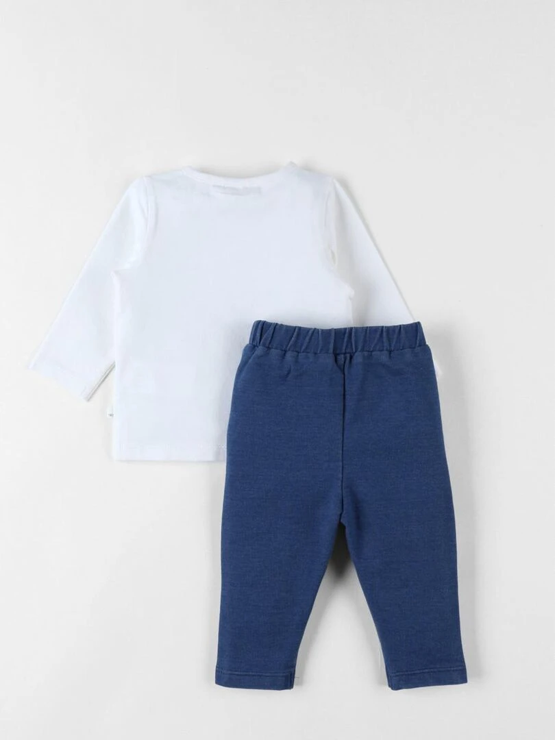 Set 2 pièces legging + t shirt léopard/denim Noukie's Blanc