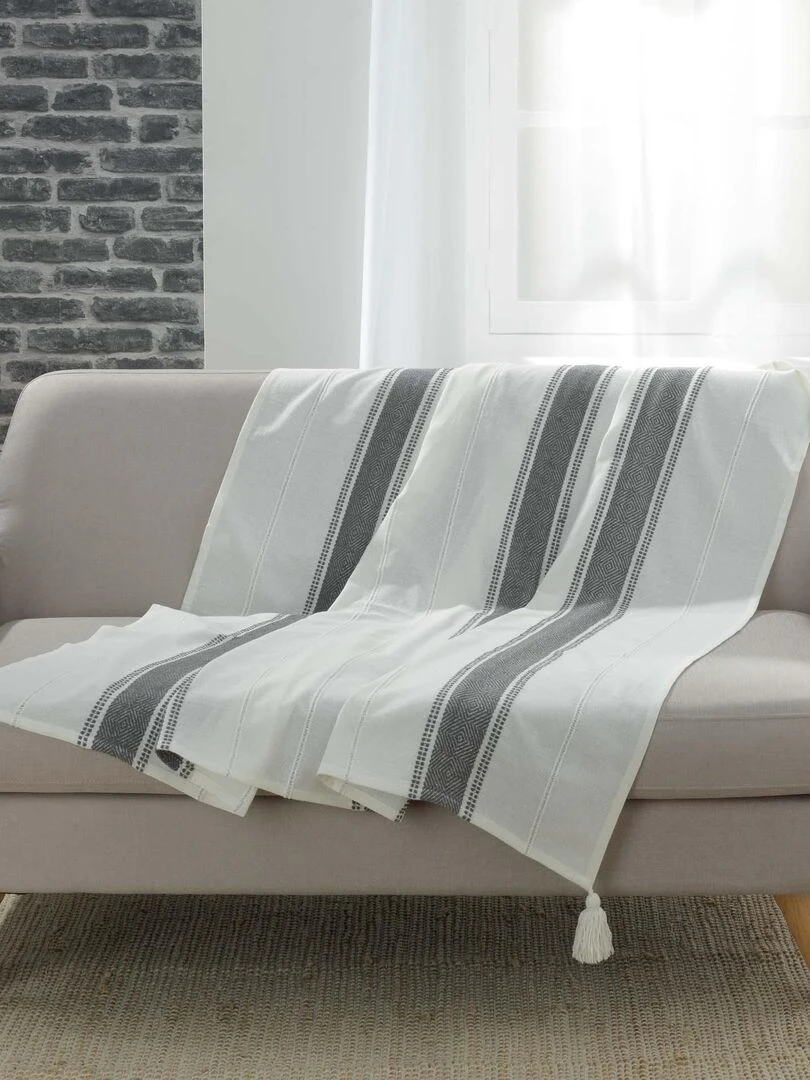 Plaid coton Collection Indira Gris taupe