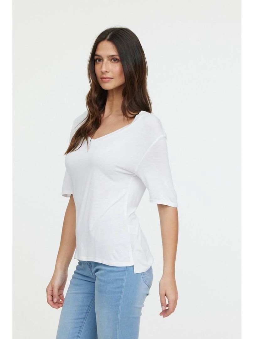 Lee Cooper T Shirt manches courtes viscose regular ADOUNA M Blanc