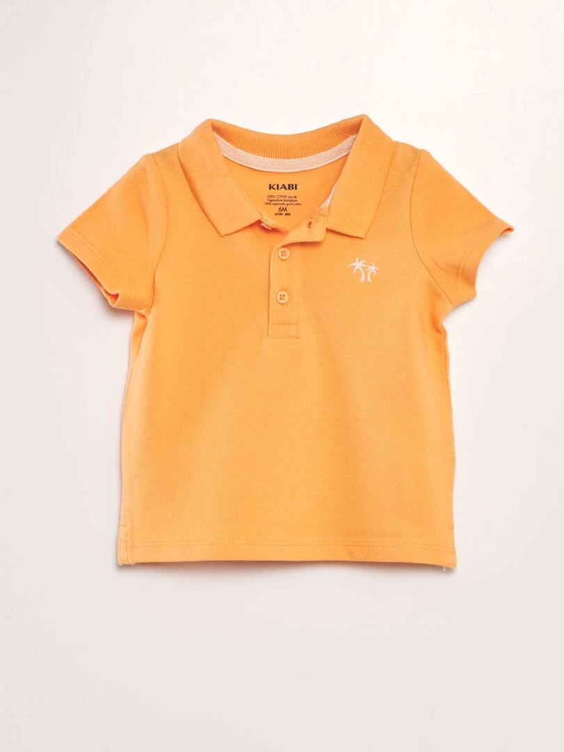 Polo en piqué de coton 'palmier' Orange