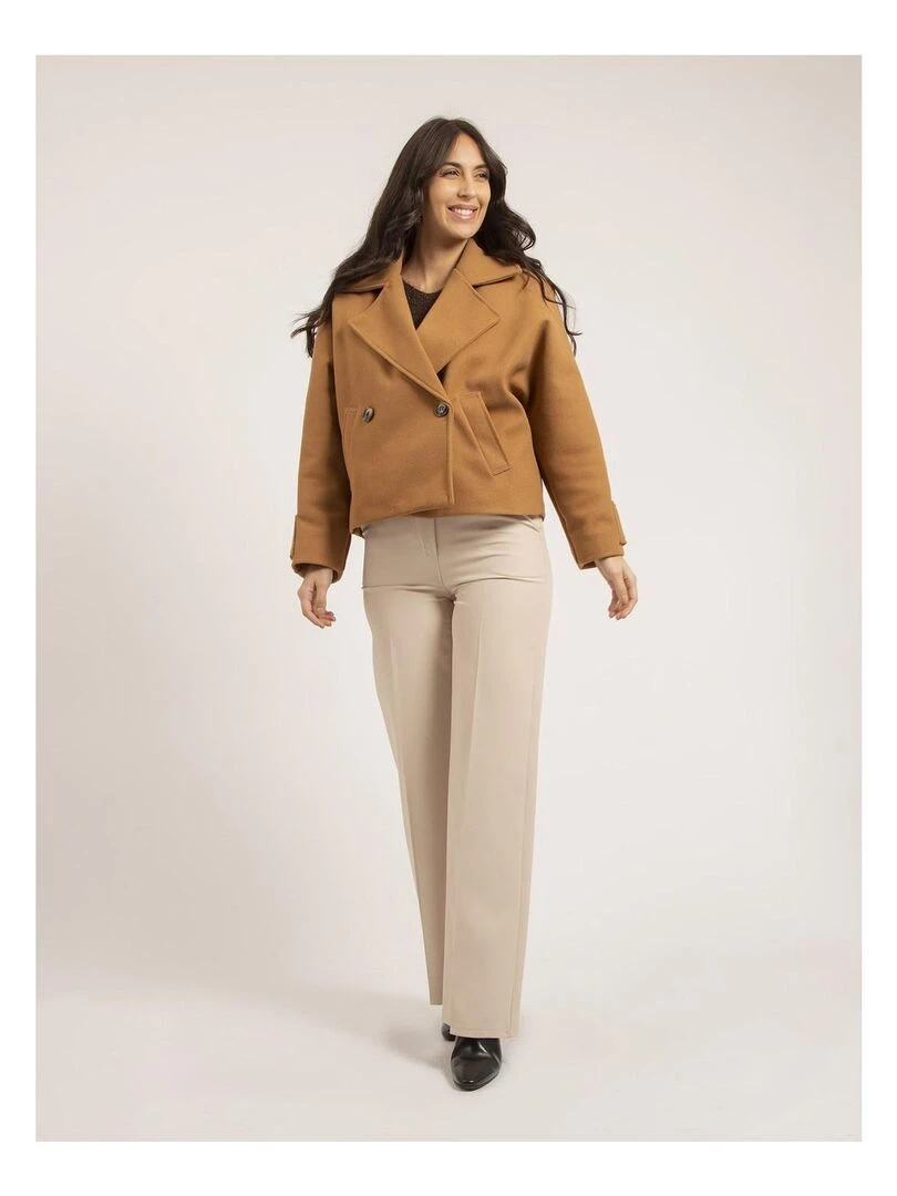 Manteau court UPALE   Marron caramel