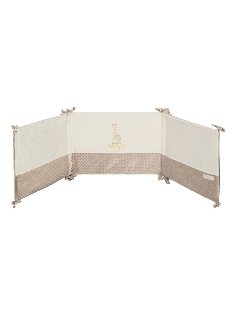 Tour de lit adaptable matelassé brodé Sophie la Girafe Paris Beige