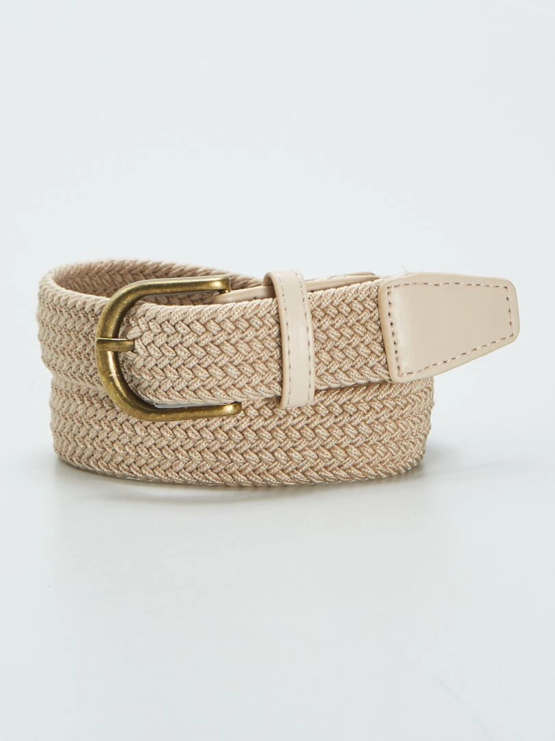 Ceinture tressée élastiquée beige