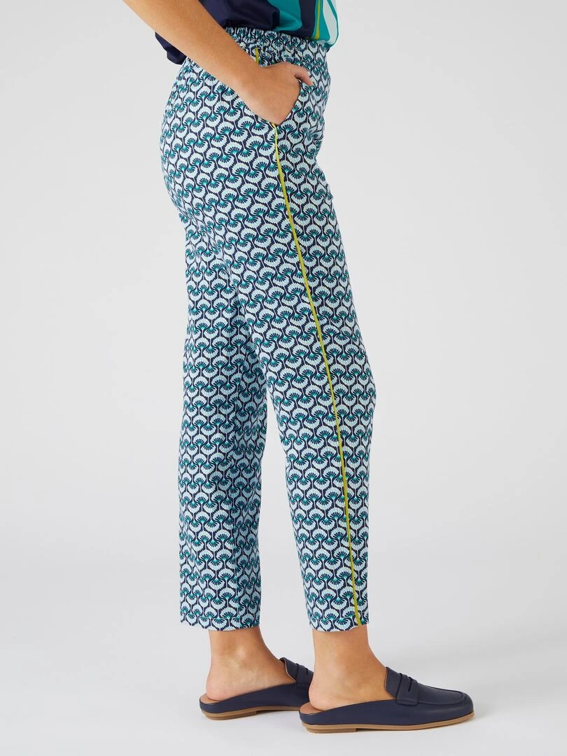 Pantalon 7/8ème mini bandes côtés. Damart Bleu marine
