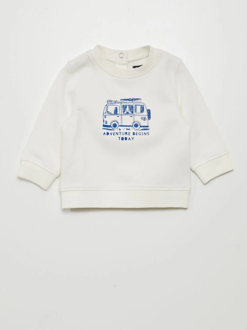 Sweat en molleton fin Blanc