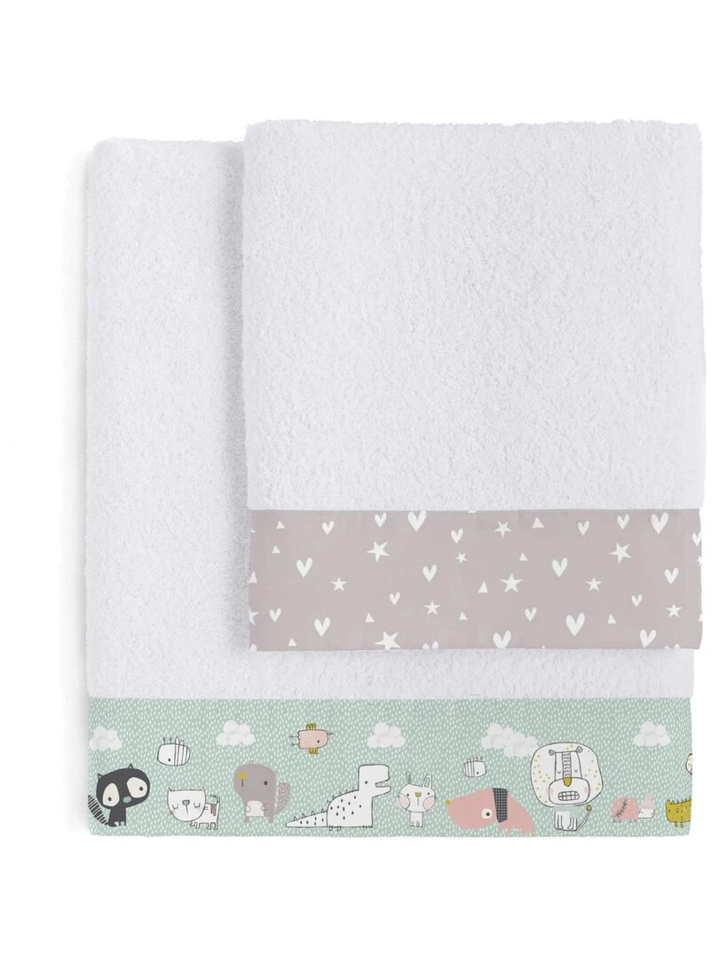 Lot de serviettes Best buddies "Happyfriday" Blanc