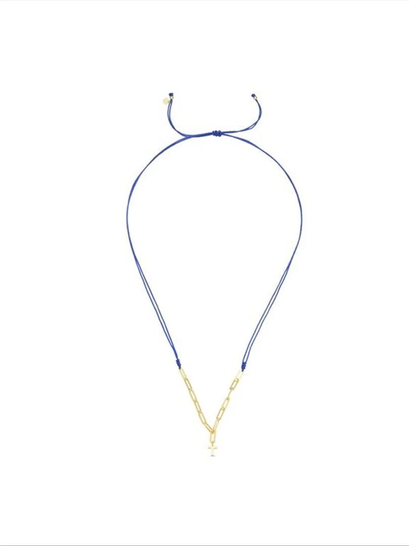 Collier Alphabet en argent 925 et or jaune 18 carats Bleu