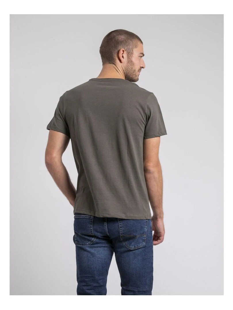 T shirt col rond pur coton JORISOL Kaki