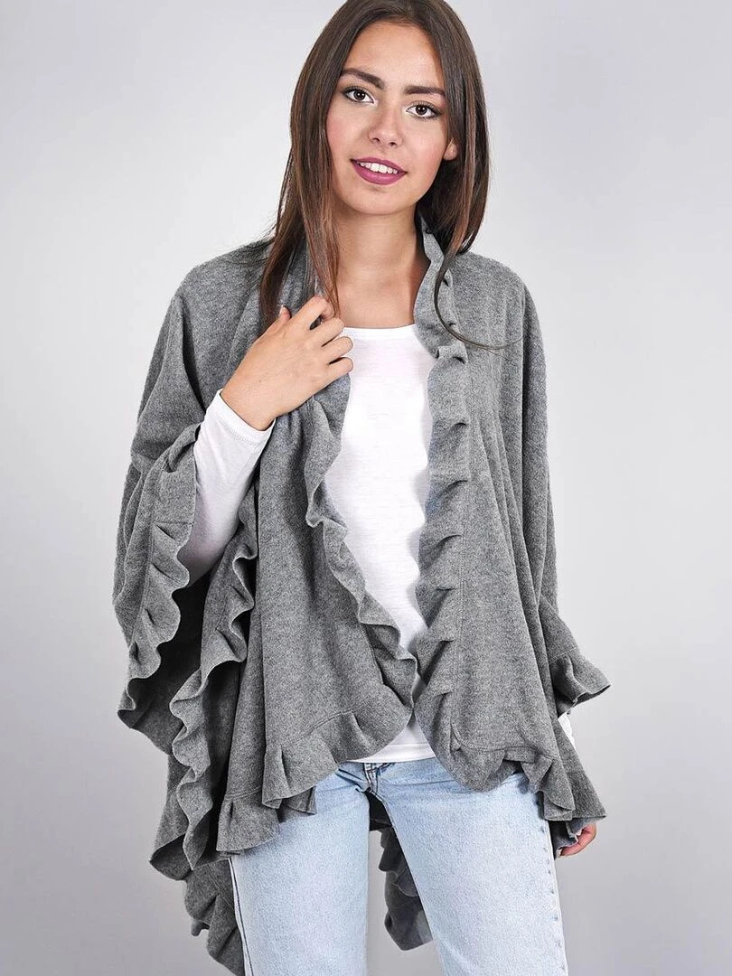 Poncho Polaire Frou Frou Gris clair