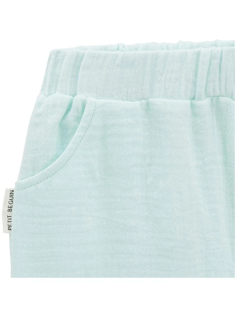 Short bébé en gaze de coton Dahlia   Bleu