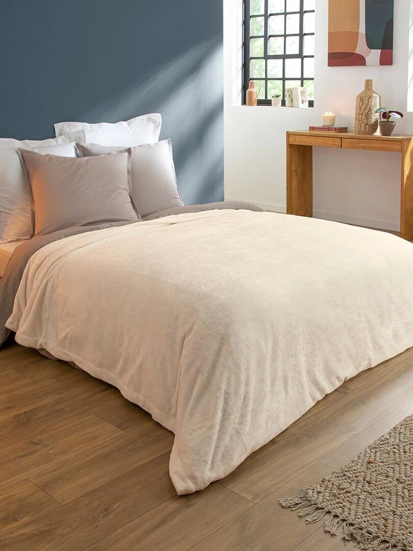 DODO Couverture Polaire Extra Douce Coloris Ecru Blanc