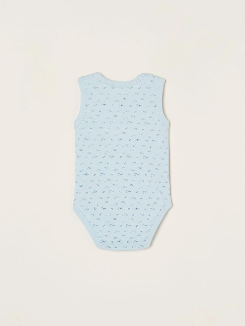 Pack 5 Bodies sans manches pour nouveau né et bébé garçon 'Whales' manches courtes ESSENTIALS LINE Blanc