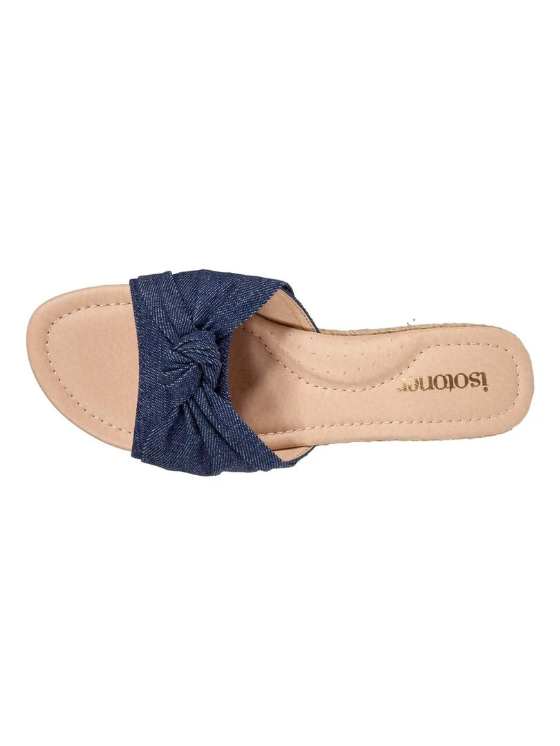 Mules Femme talon effet jean Bleu Bleu