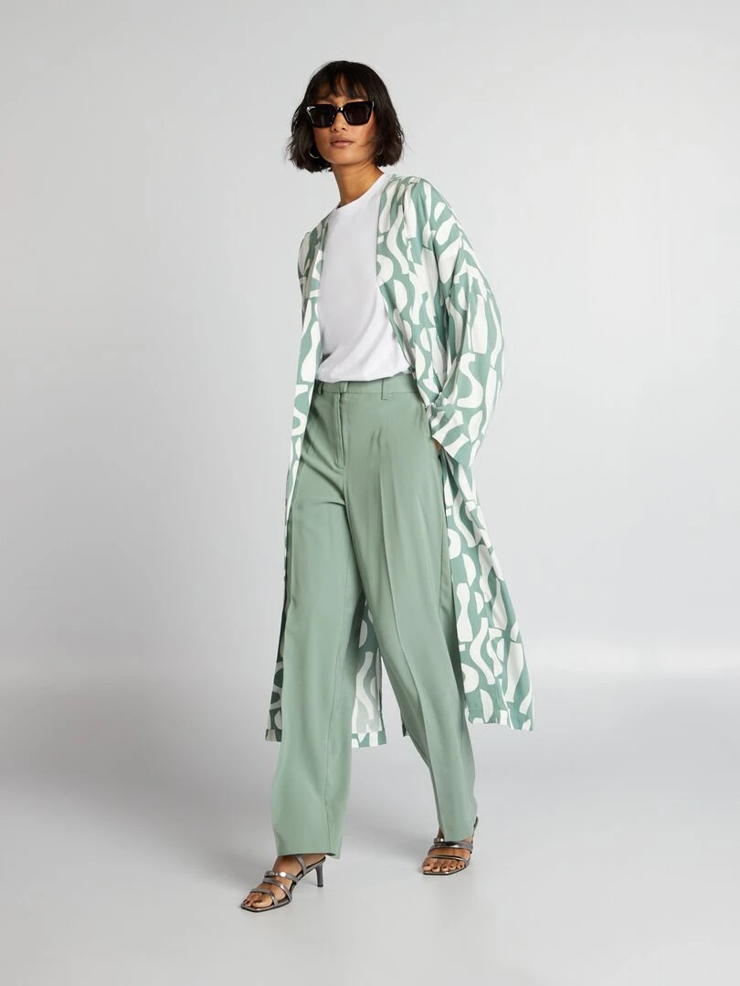 Kimono long Vert/blanc