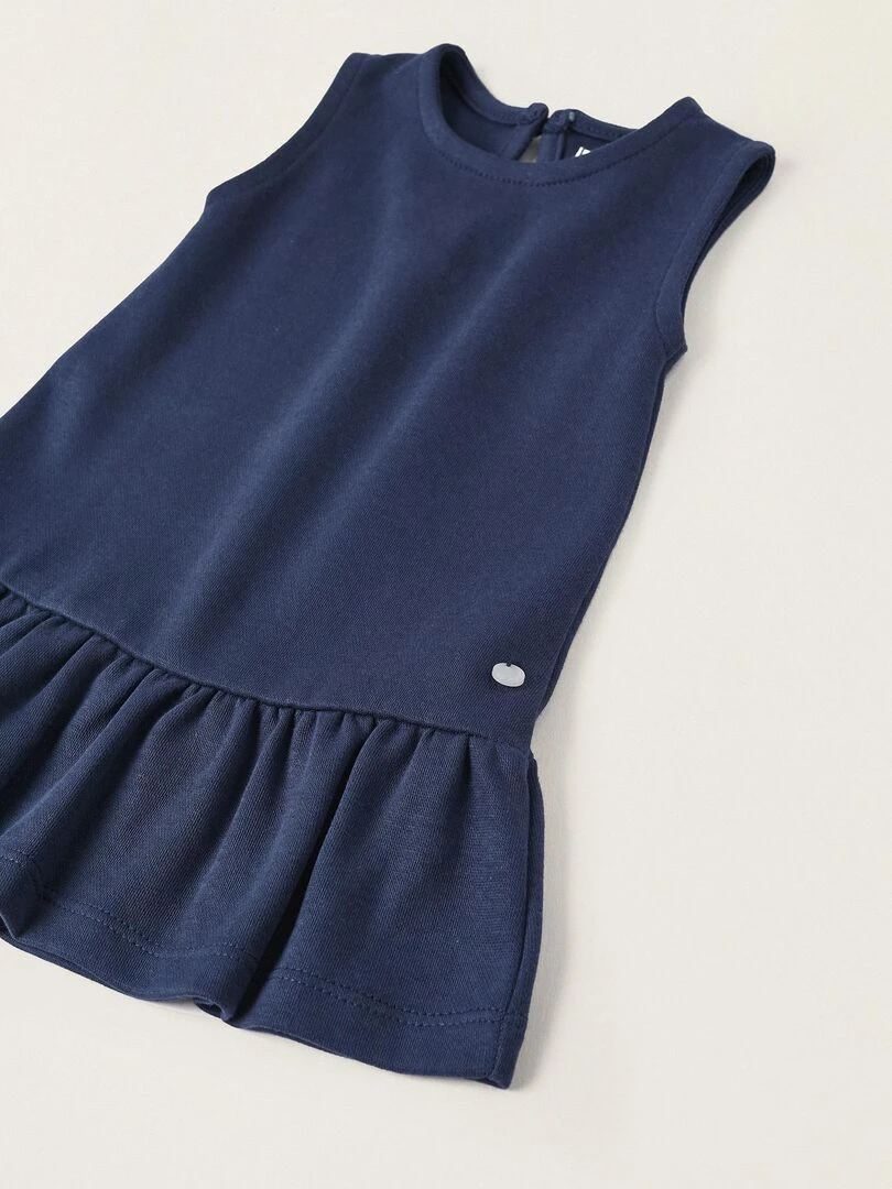 Robe en maille point de Rome pour nouveau né manches courtes ATLANTIC COMPANY   Bleu foncé