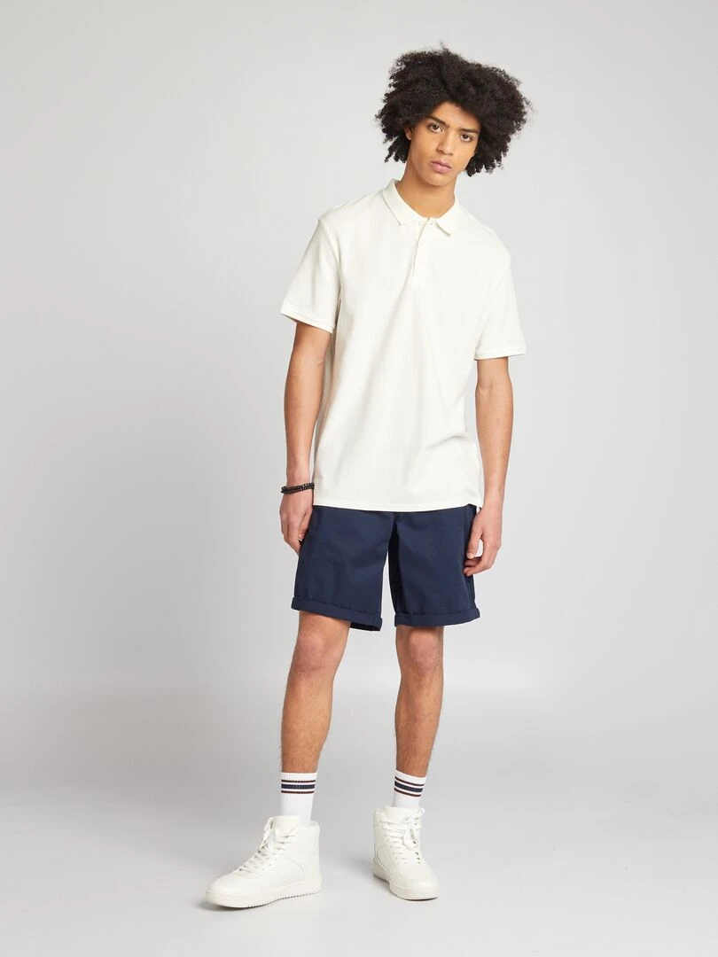 Short chino droit Bleu