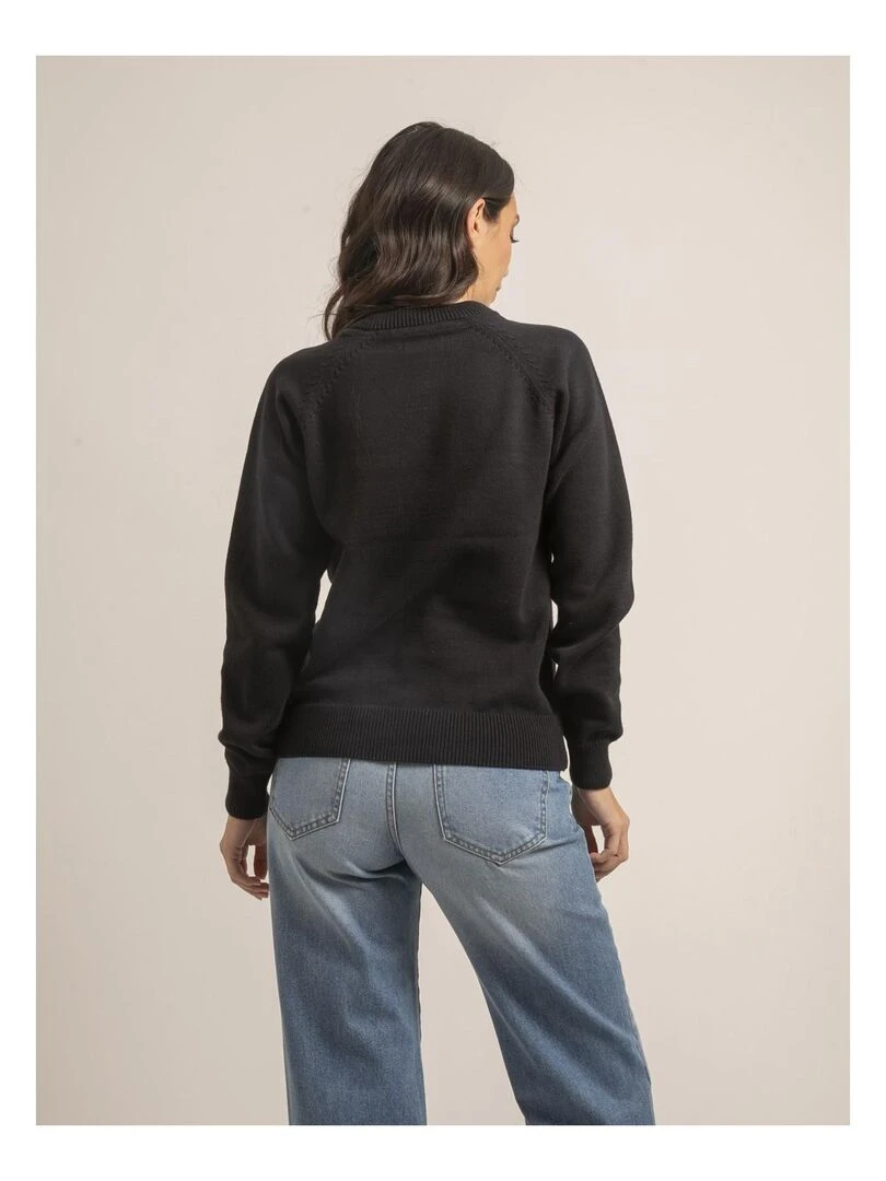 Pull col rond pur coton KORDINE Bleu marine