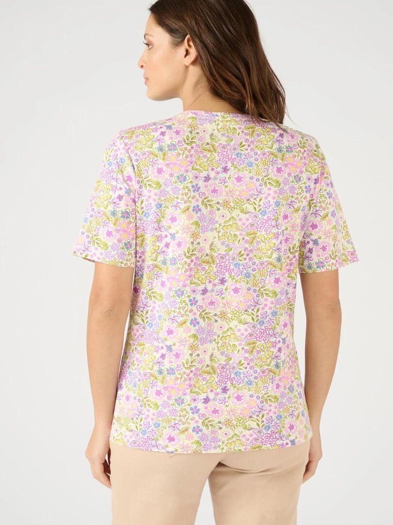 Tee shirt imprimé manches courtes.   Damart   Violet