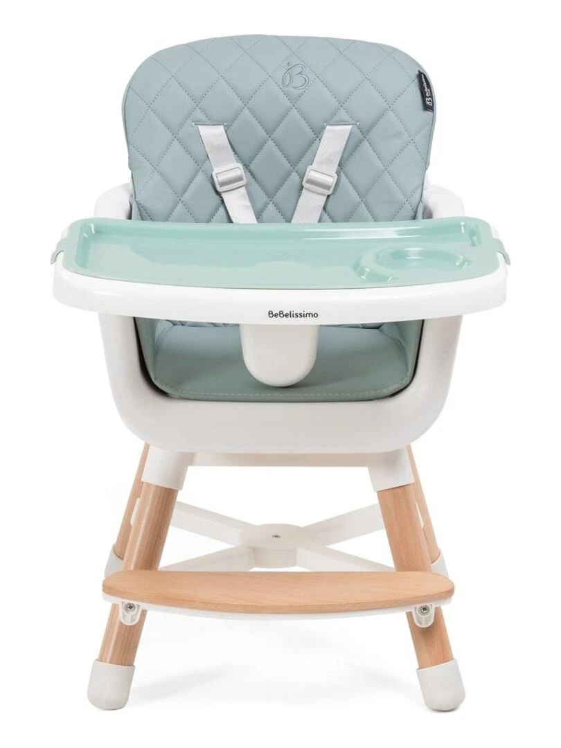 Bebelissimo   Chaise haute 2 en 1   Evolutive   Réglable   bois de Hêtre   PU cuir   vert  HA 032     Vert