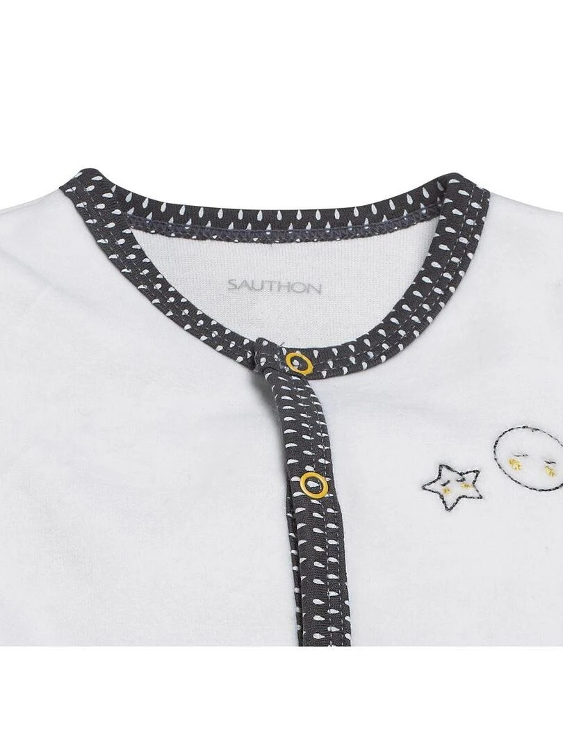 Pyjama bébé en velours SAUTHON Blanc Gris