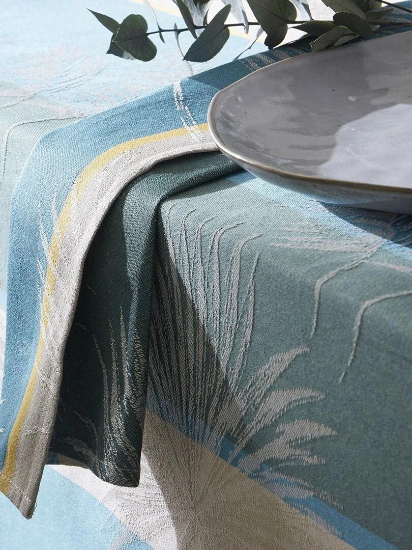 Lot de 3 serviettes tropicales à jacquard enduit Bleu azur