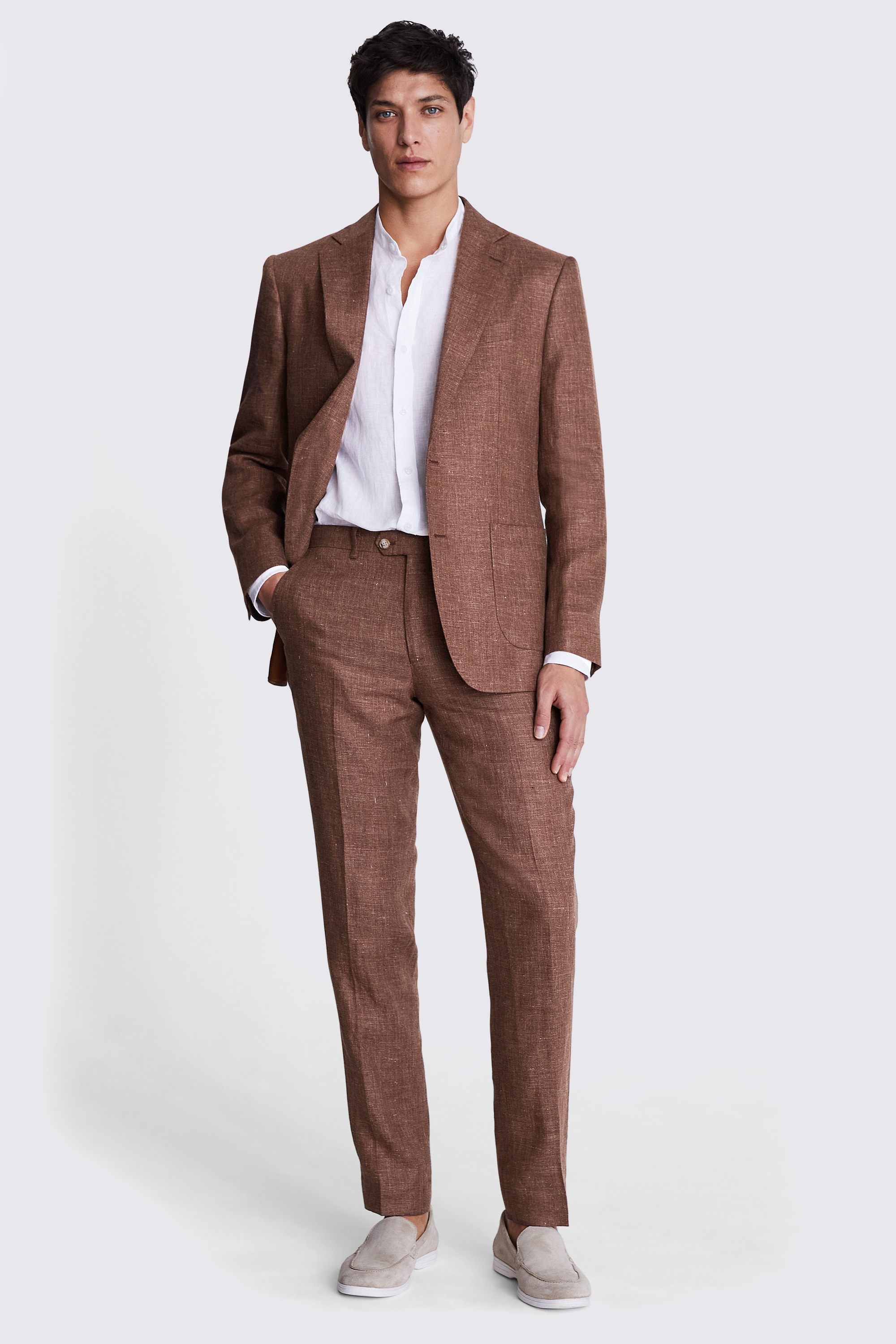 Slim Fit Oatmeal Linen Jacket   Buy Online at Moss
