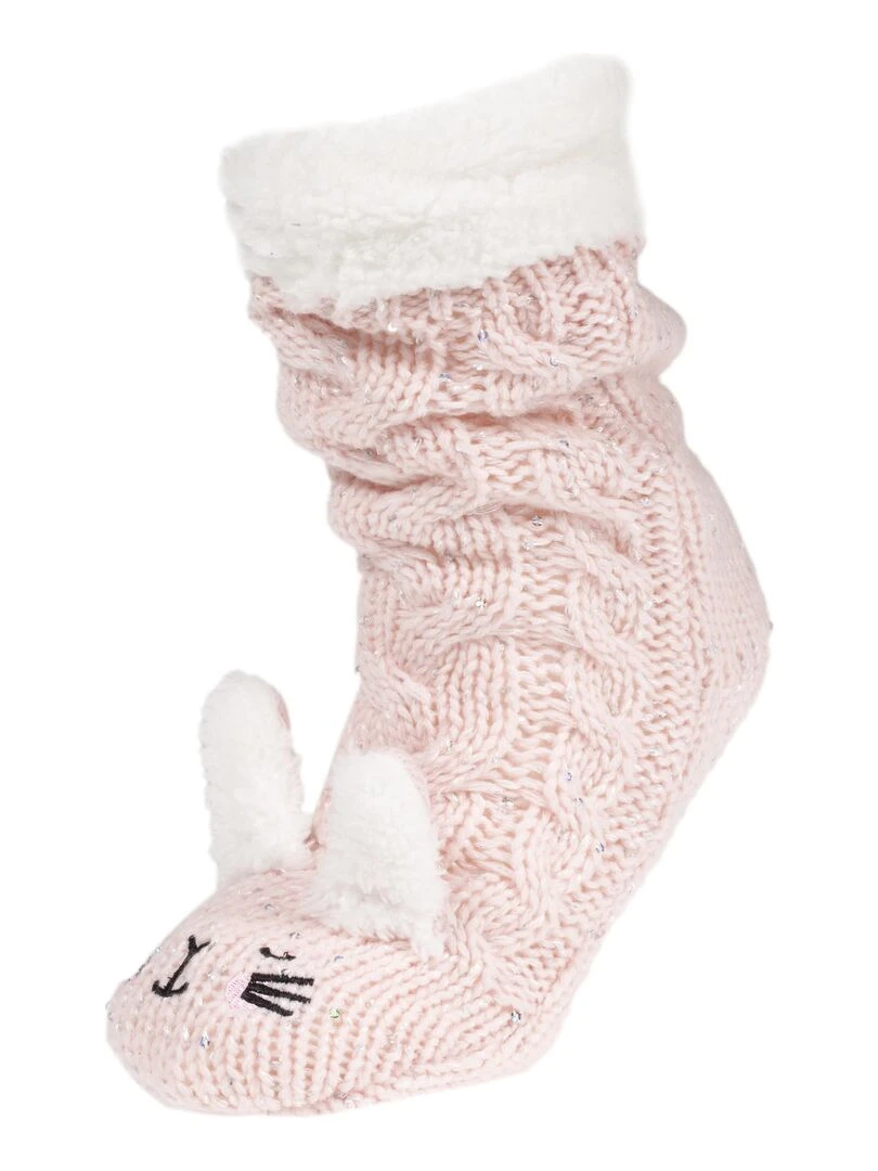 Chaussettes Femme Torsadées Lapin Rose