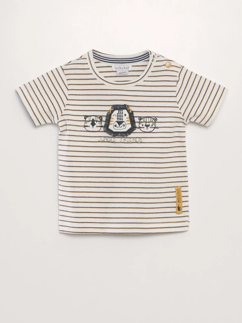 Ensemble t shirt + short fantaisie   2 pièces   Beige/jaune