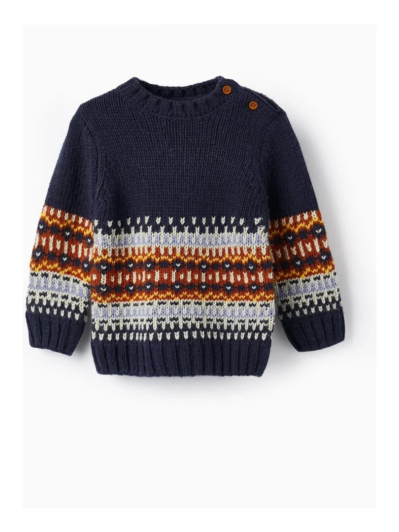Pull en Maille Jacquard pour Bébé Garçon ACE CLUBS Bleu foncé