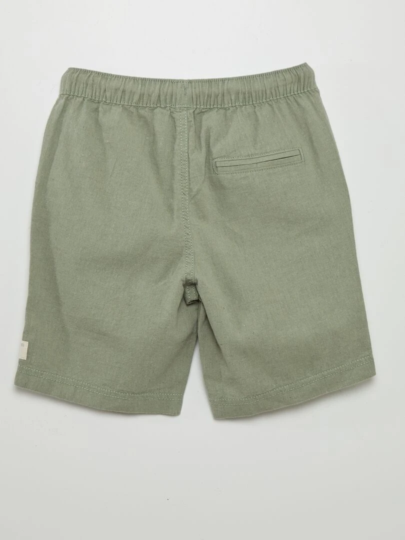 Short en lin uni Vert