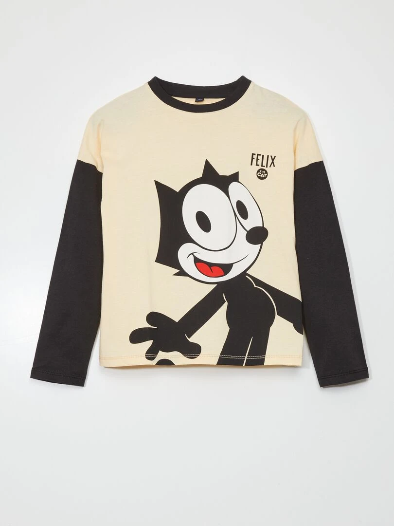 T shirt 'Felix the cat' Beige/noir
