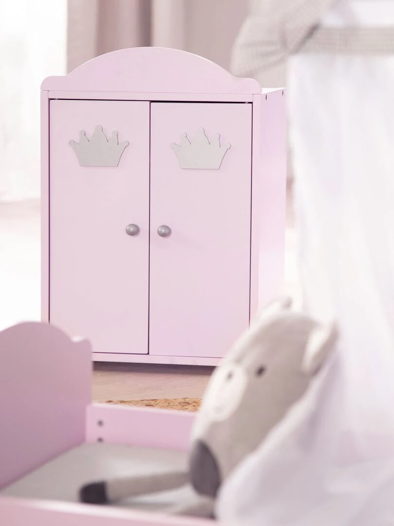 ROBA Armoire Poupée "Princesse Sophie" avec Tringle à Vêtements et Étagère Dès 18 Mois Rose N/A