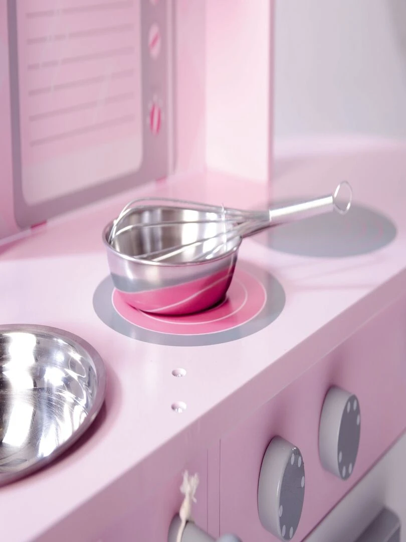 ROBA Cuisine Enfant en Bois + Évier et Accessoires en Bois et Métal   Dès 3 Ans   Rose/Blanc   N/A