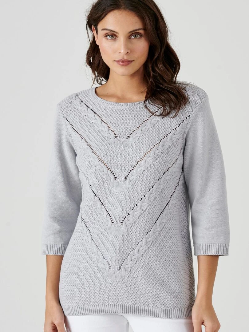 Pull torsadé col rond Damart Gris clair