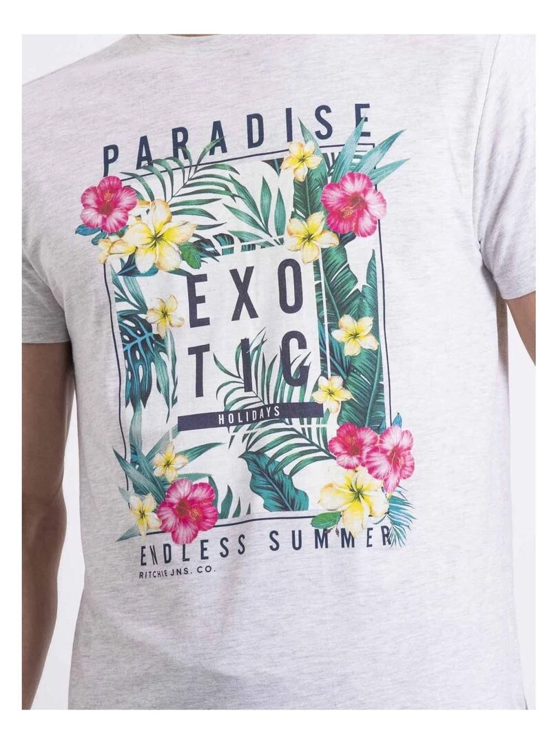 T shirt col rond NOPAJOUX   Ecru