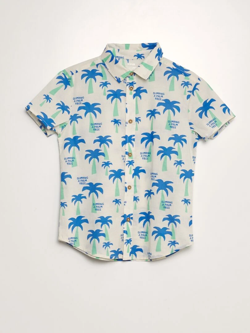 Chemise à manches courtes avec imprimé Blanc/bleu