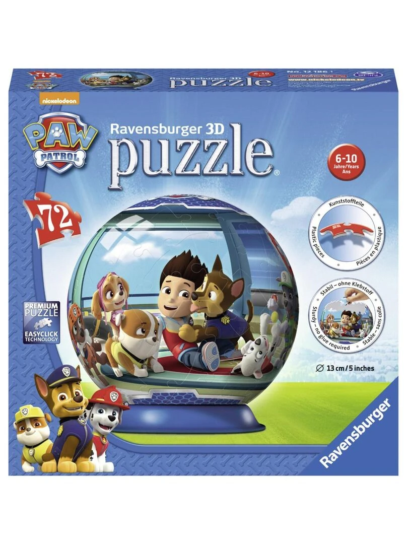 Puzzle Ball 3D 72 pièces : Pat'Patrouille (Paw Patrol) N/A